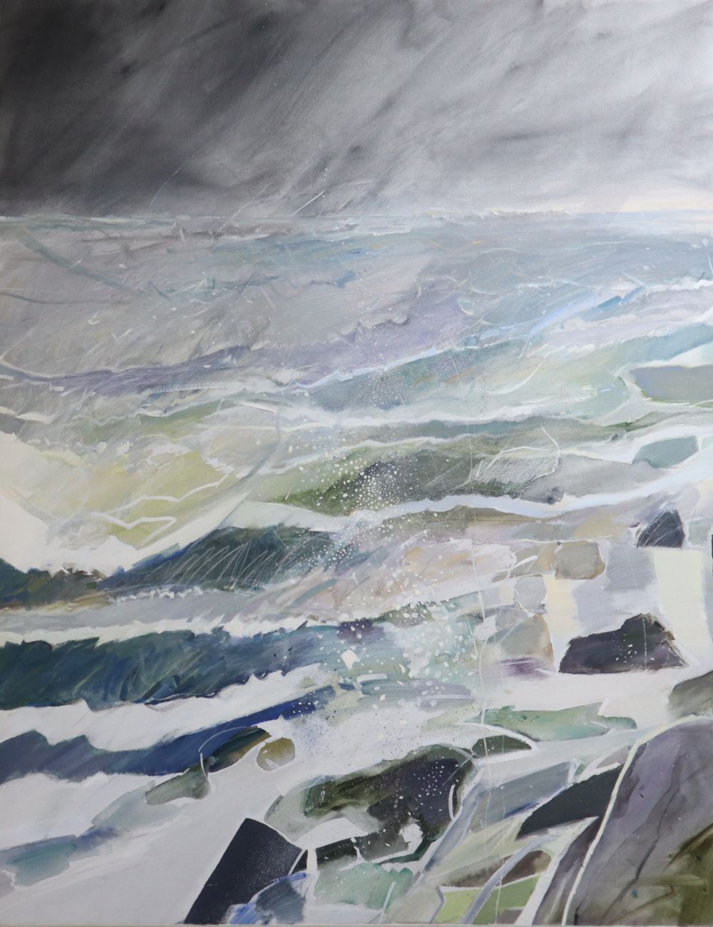 Michael Honnor, (b.1944) oil on canvas, Mullion Squall II, 143 x 113cm